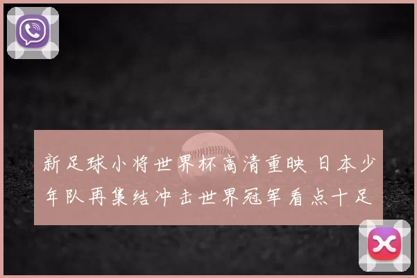 新足球小将世界杯高清重映 日本少年队再集结冲击世界冠军看点十足